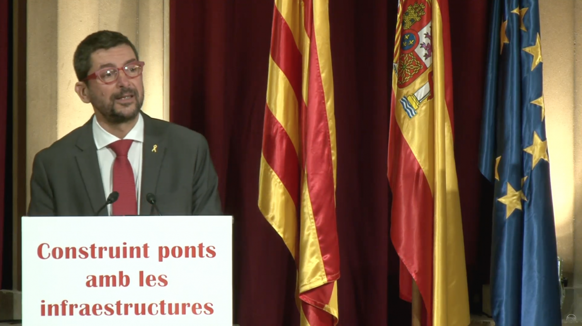 El president de la Cambra de Barcelona, Joan Canadell, durant la jornada "Construim ponts amb les infraestructures"
